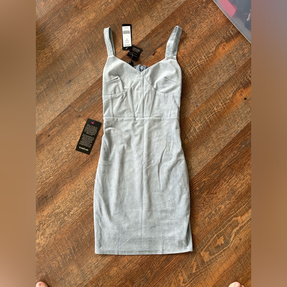 NWT - Bebe Blue Suede Corset Dress